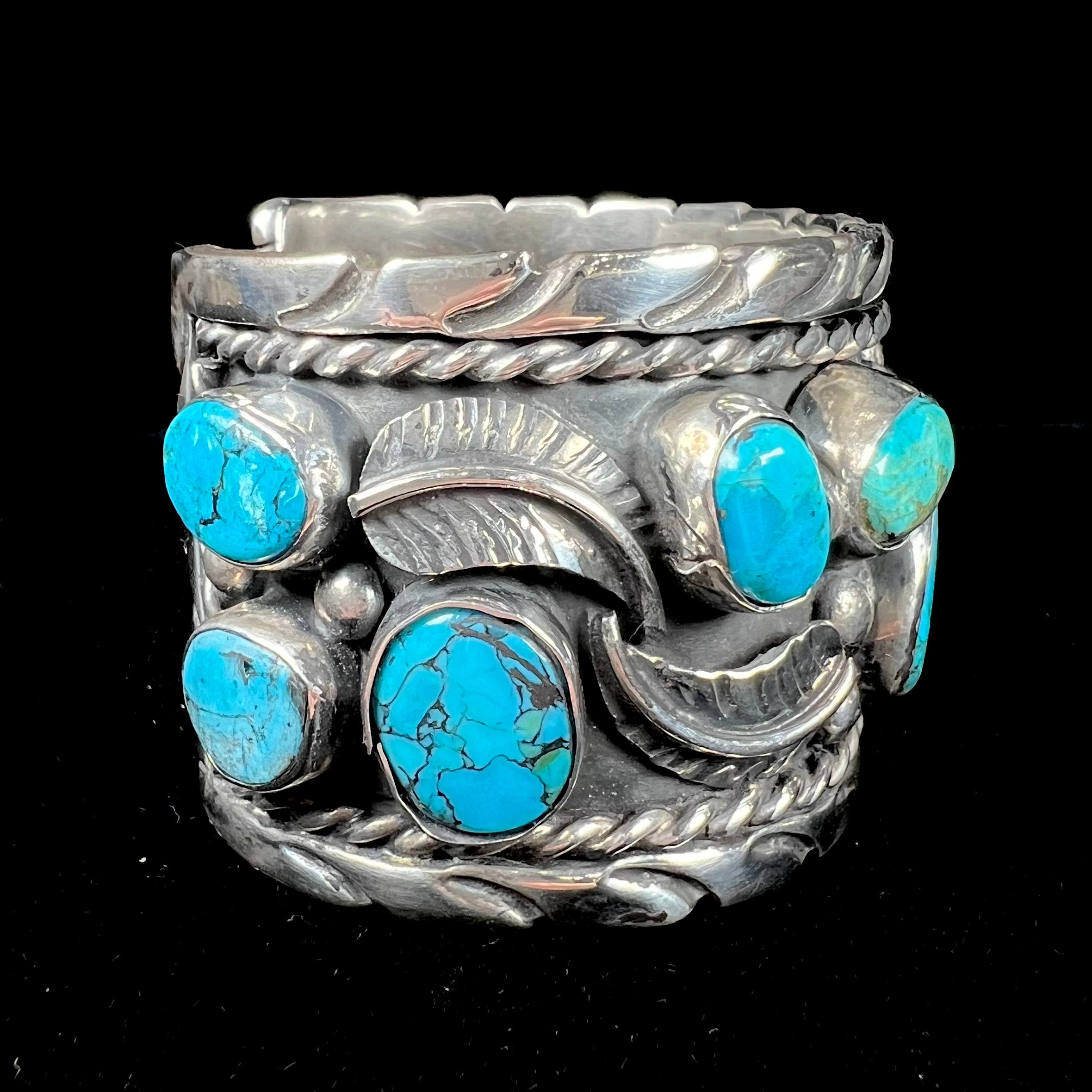 Men's Mexican Multi-Stone Turquoise Cuff Bracelet, c.1980's