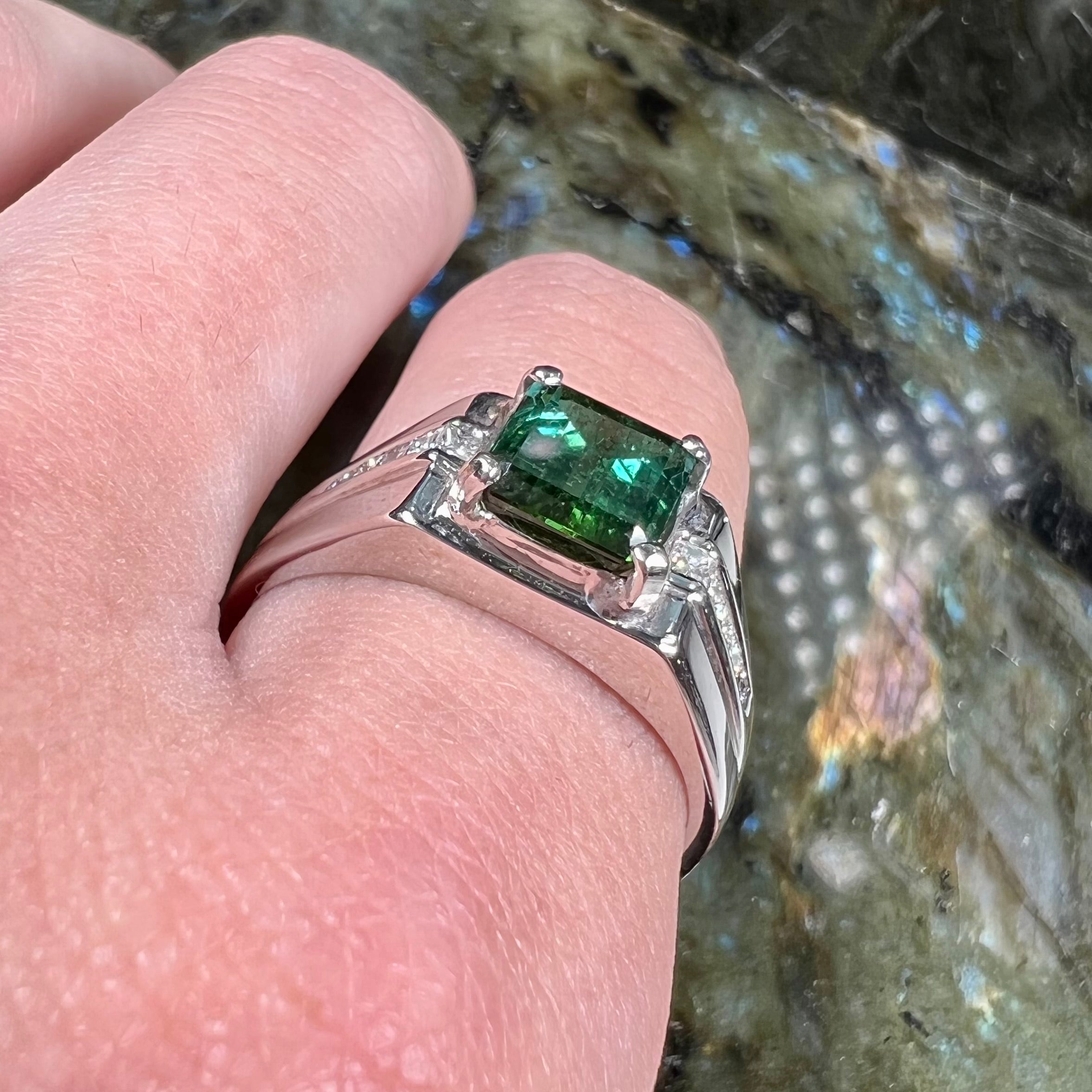 Statement Ring | Green Diamond Ring | Big Diamond Engagement Ring | Aq –  Minx London