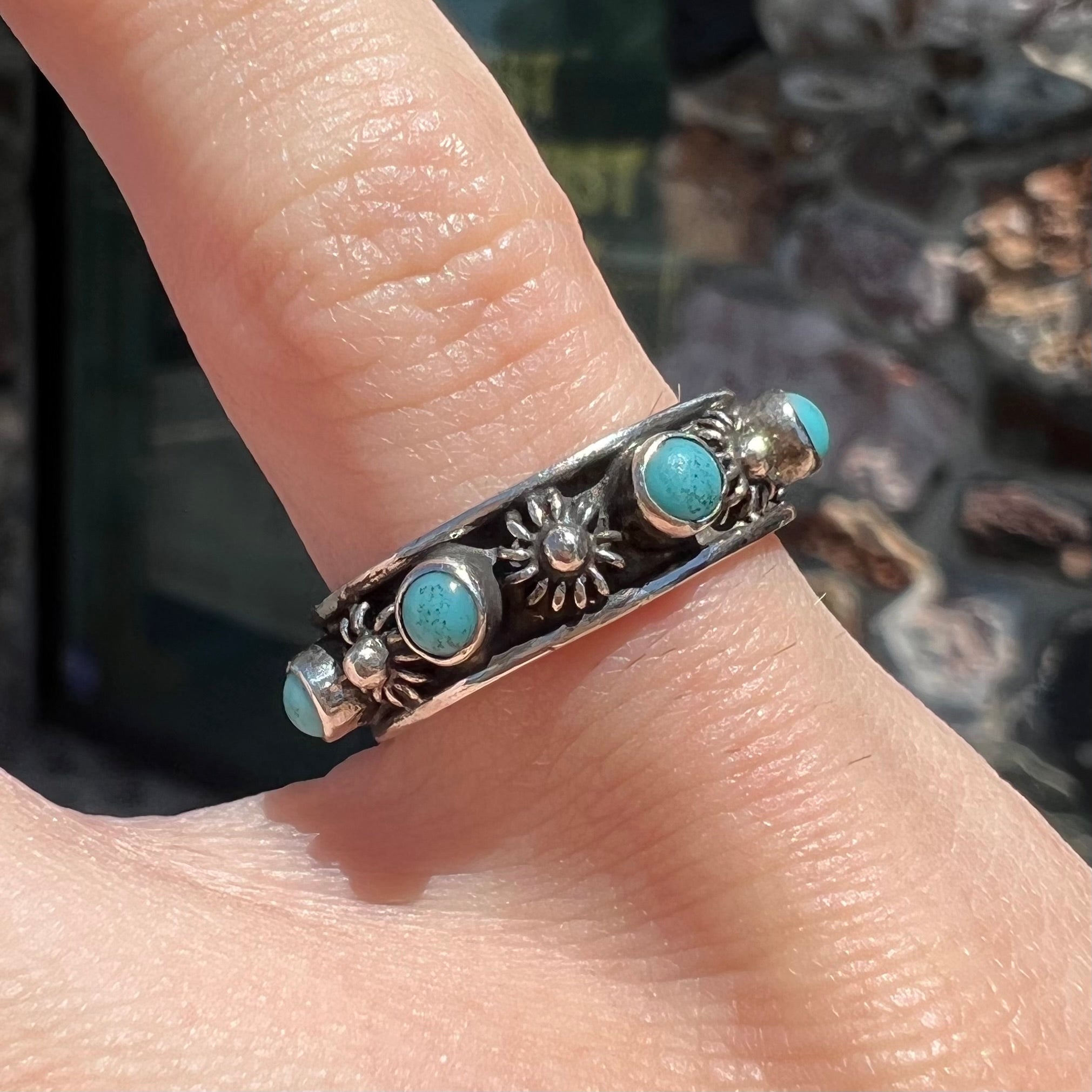 Vintage Mexican Silver shops Turquoise Men's Ring