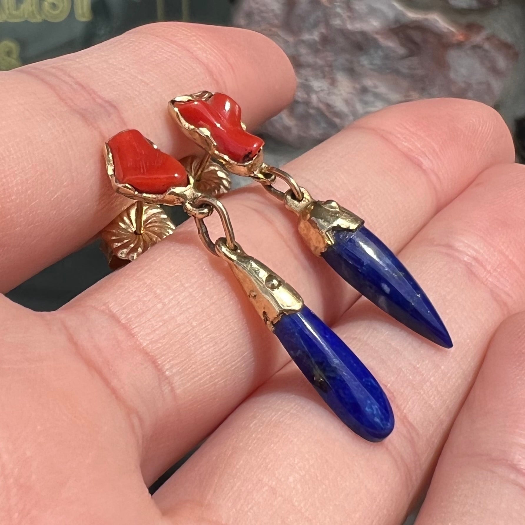 Lapis dangle store earrings