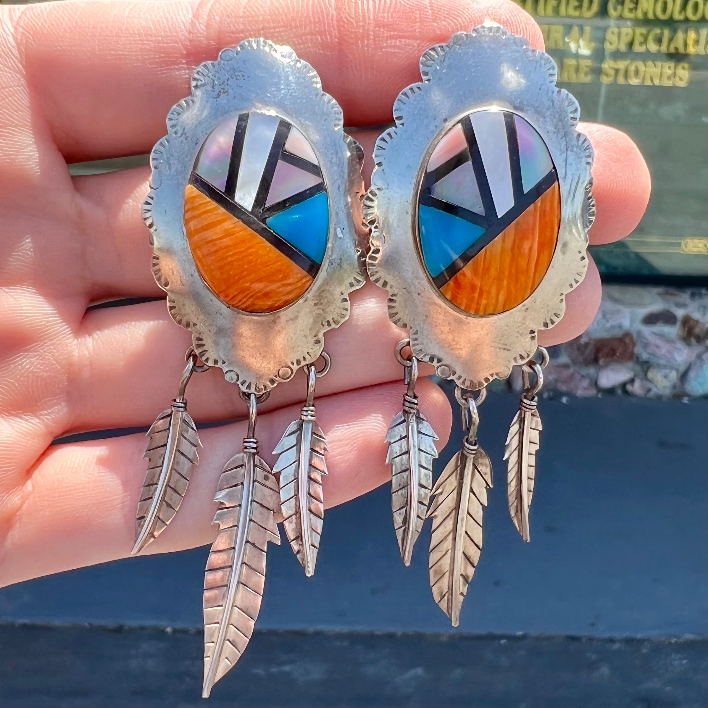 Native American Dangle Earrings Beaded Yellow Black Blue Handmade Yurok  4.25” | eBay