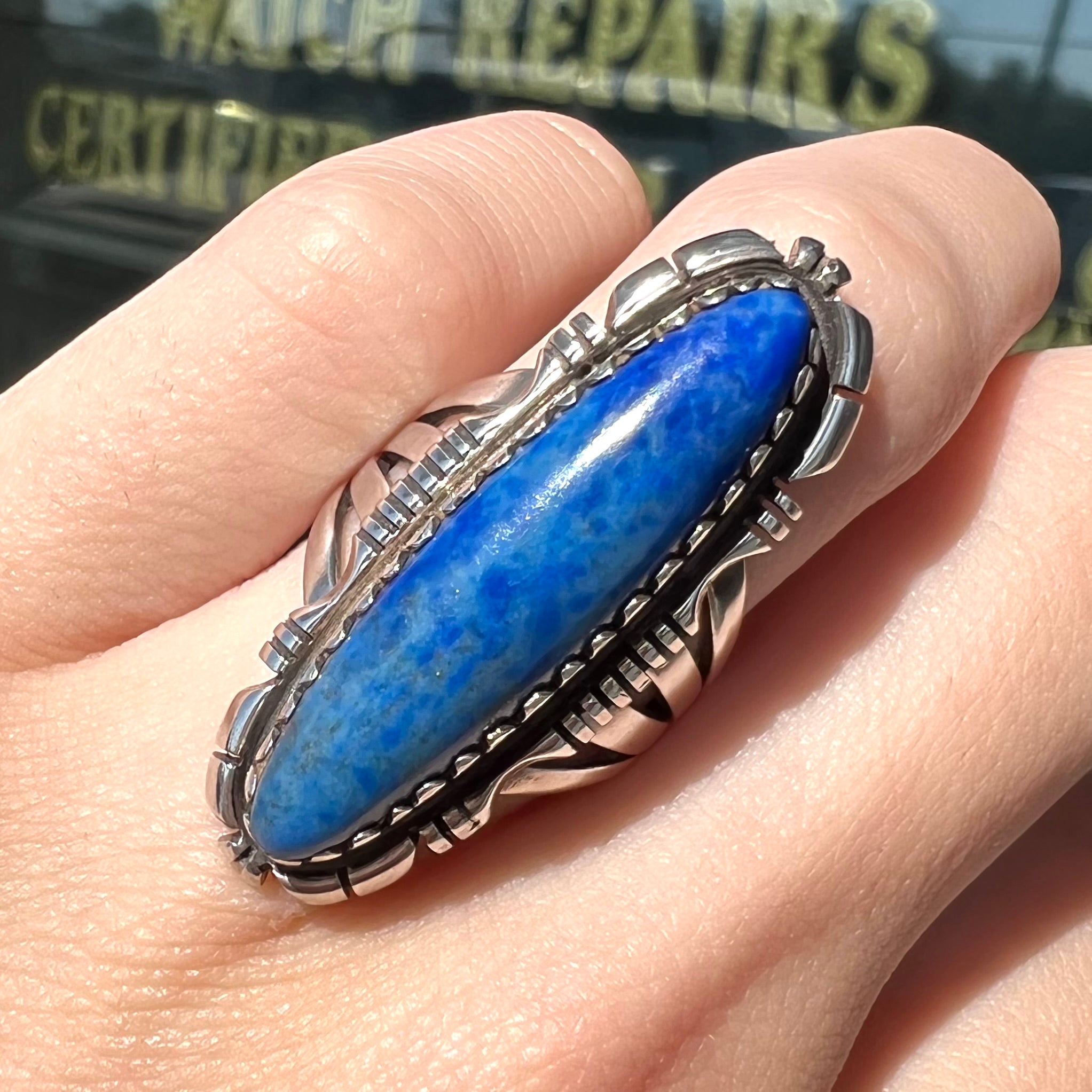 Navajo Artist Raymond Bennett Lapis Lazuli Ring | Burton's