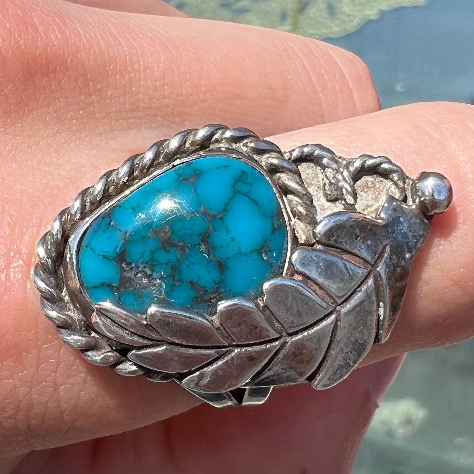 Navajo Silver & Turquoise Ring by Kree Blanchard - Beaded Dreams