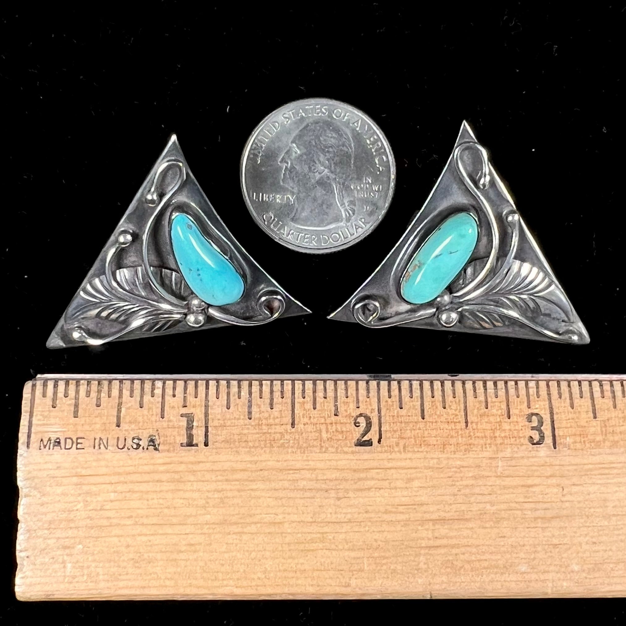 Vintage Navajo Sterling Silver Turquoise Collar Tips Cowboy outlet EB