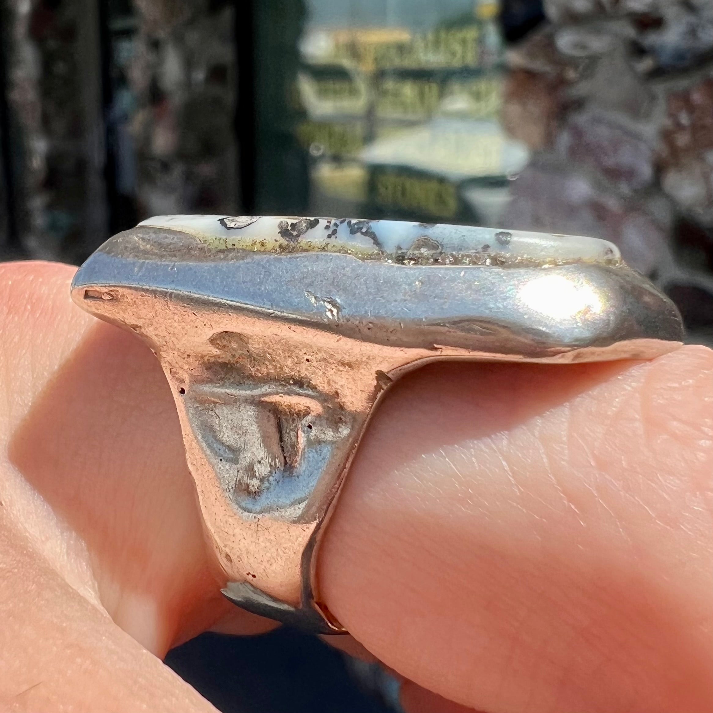 Handmade Sterling Silver White Dendritic Jasper Ring | Burton's