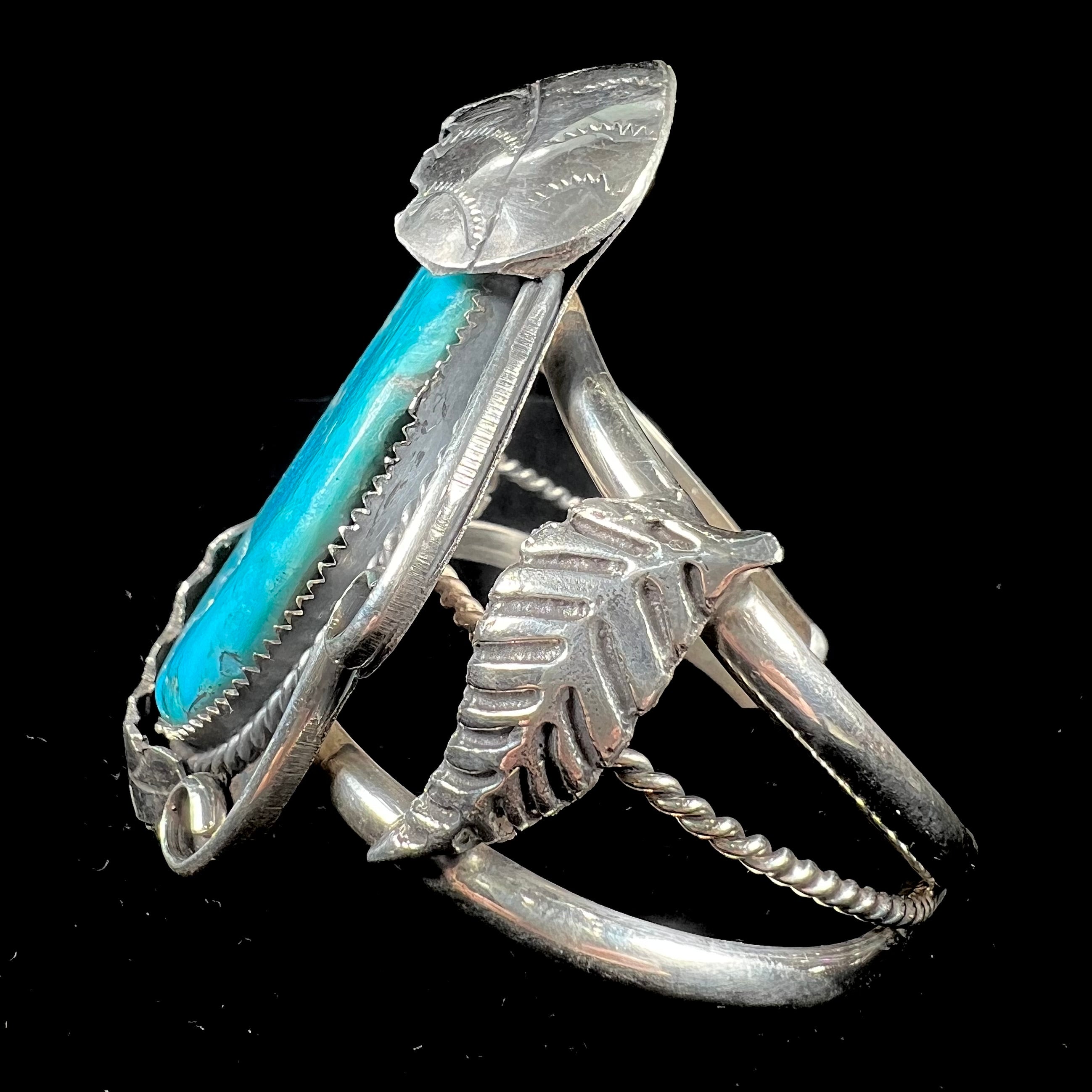 Sleeping Beauty Turquoise Cuff Bracelet | Sterling Silver | Vintage c.1970's