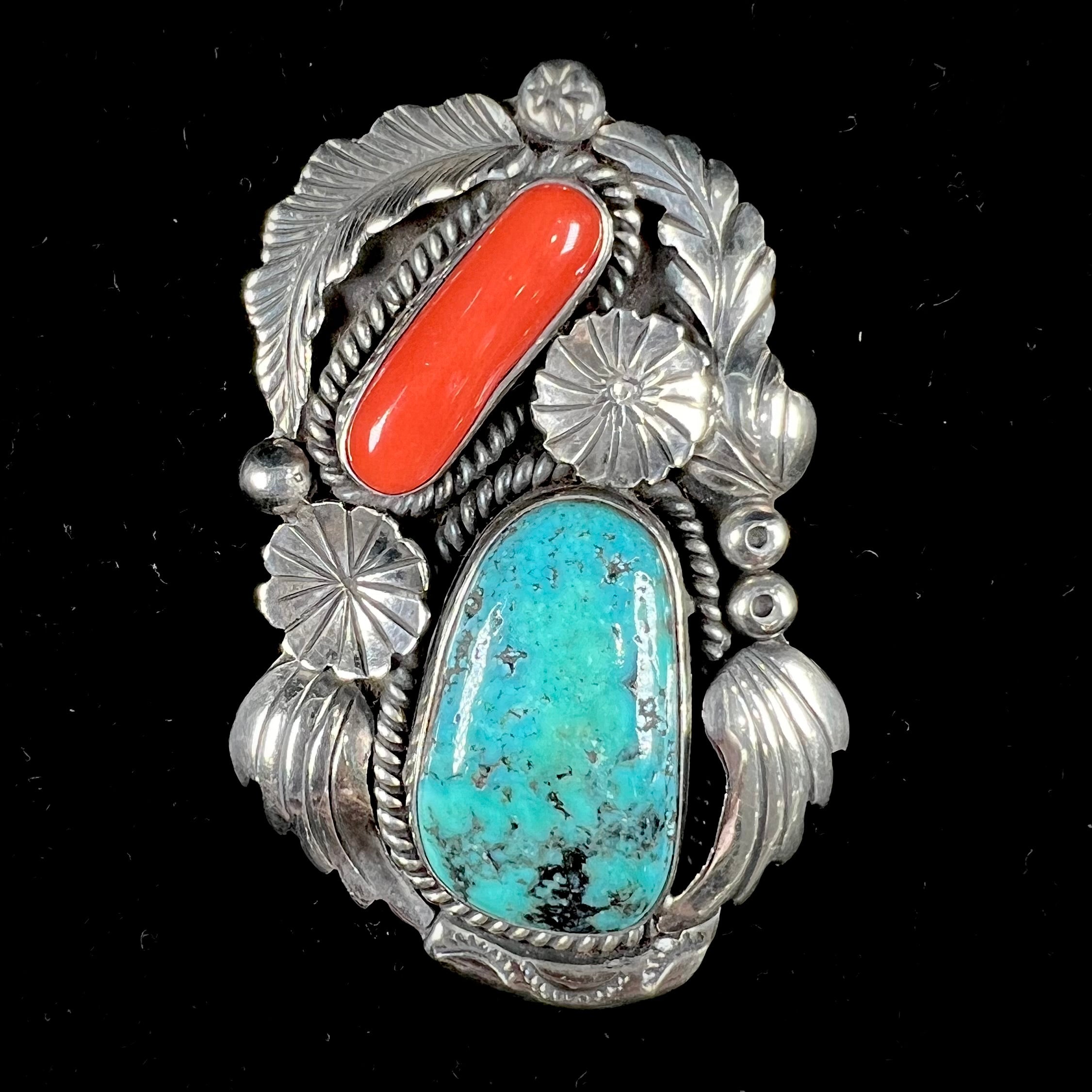 Vintage Coral Morenci Turquoise Necklace