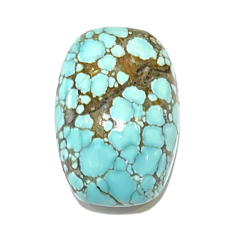 A loose spiderweb turquoise stone from Number 8 Mine, Nevada.