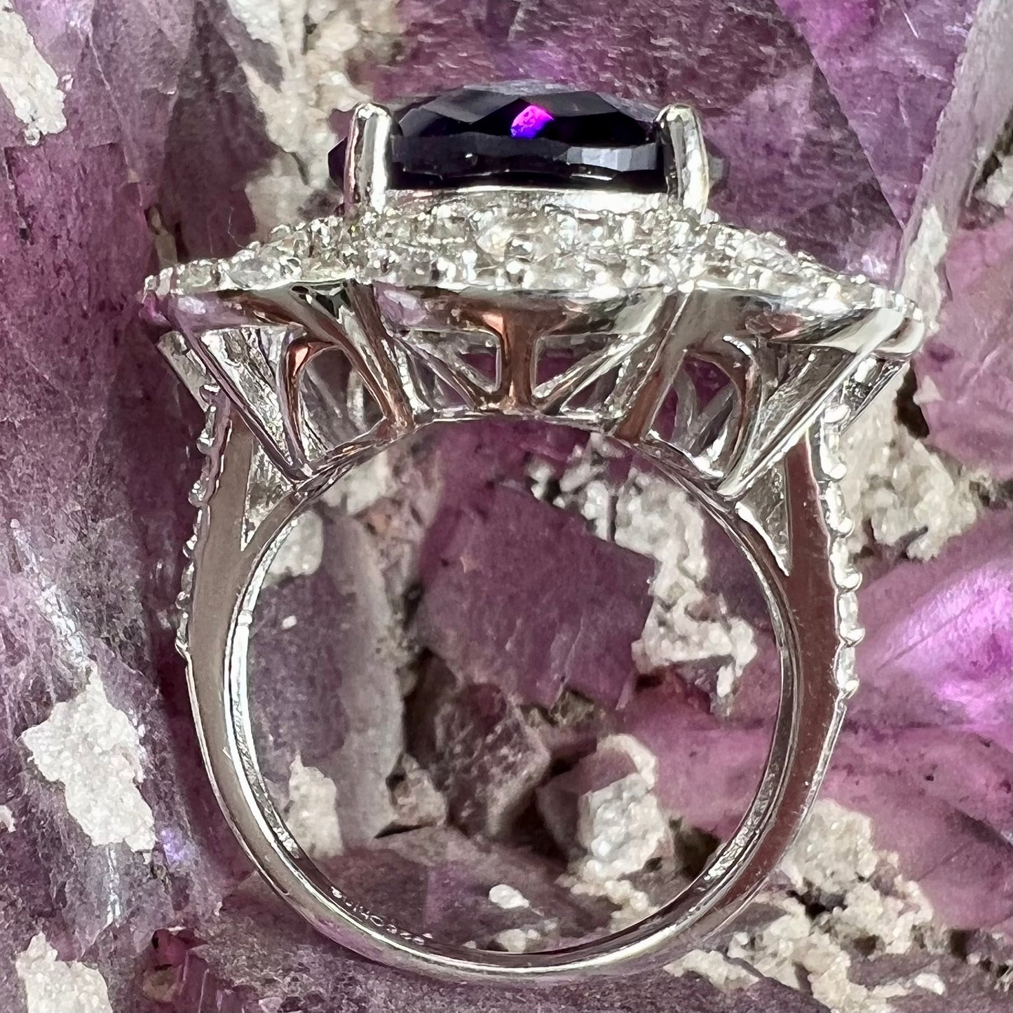 Ornate Amethyst & CZ Ring | Sterling Silver