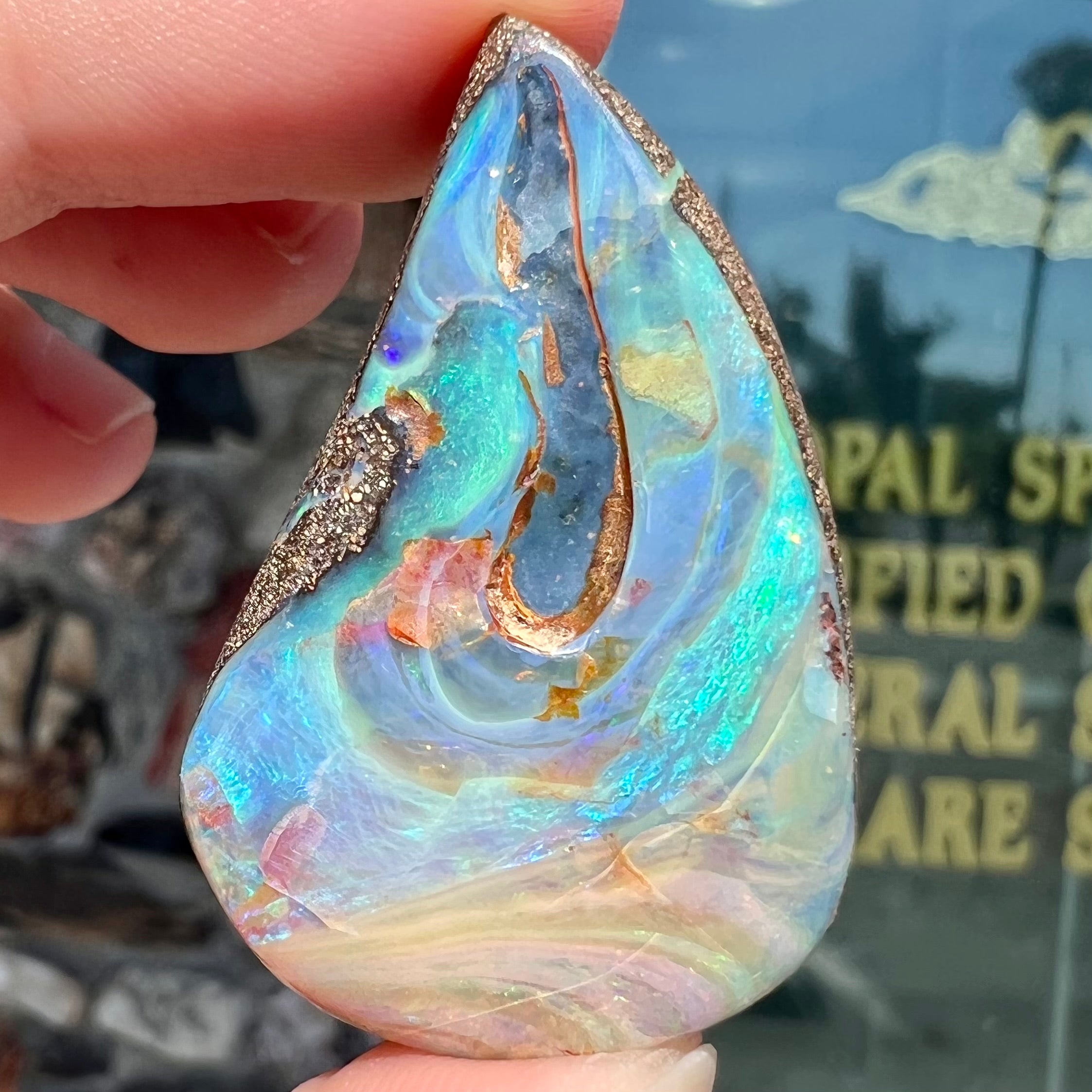 Natural Boulder opal Druzy Gemstone Top Quality Boulder opal Cabochon Boulder opal Loose semi precious Jewelry gemstone good (78Cts.33X23MM)