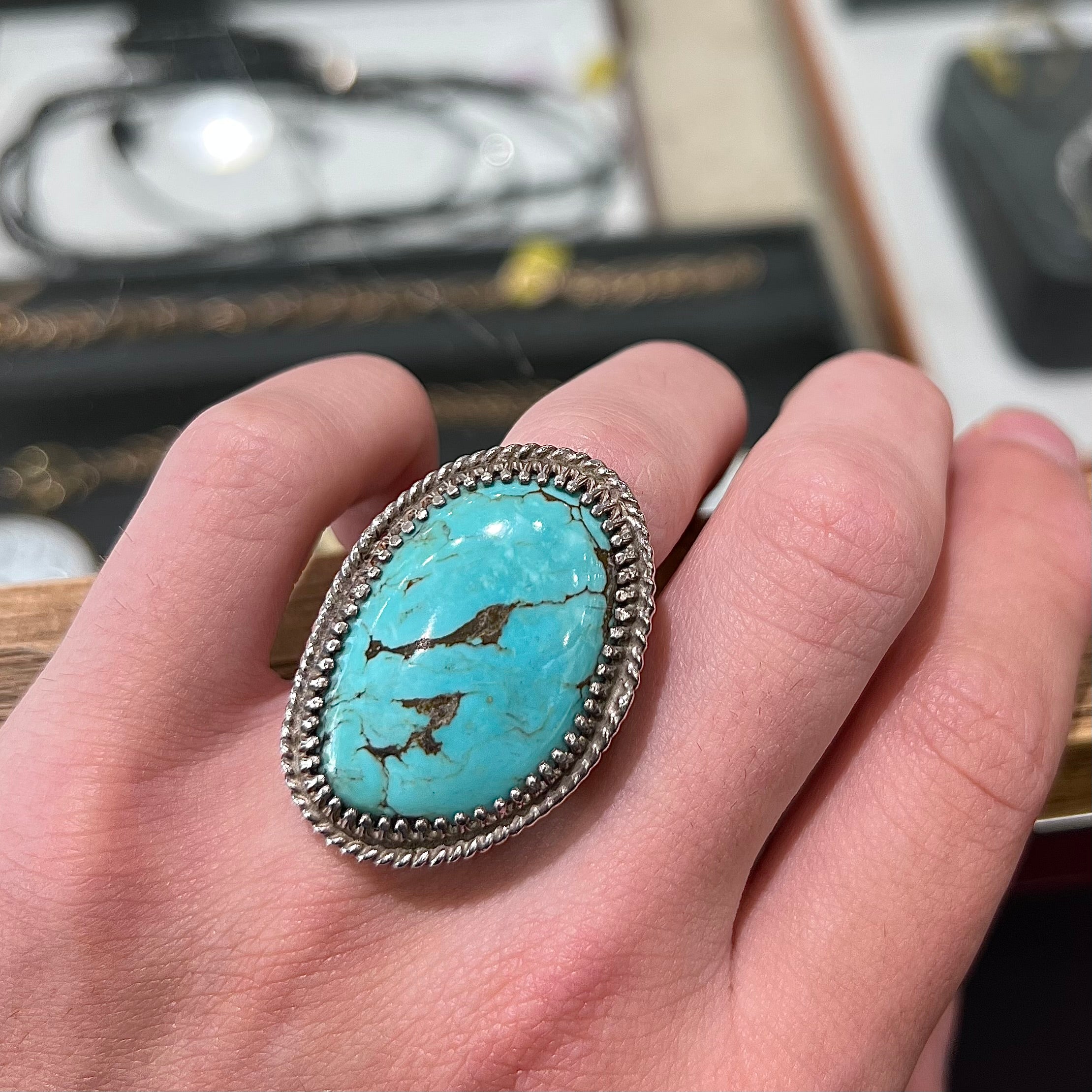 Native hot American Sterling and Pilot Mountain Turquoise