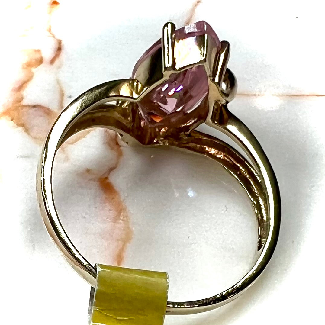 Pink Cubic Zirconia Gold Ring | 10kt