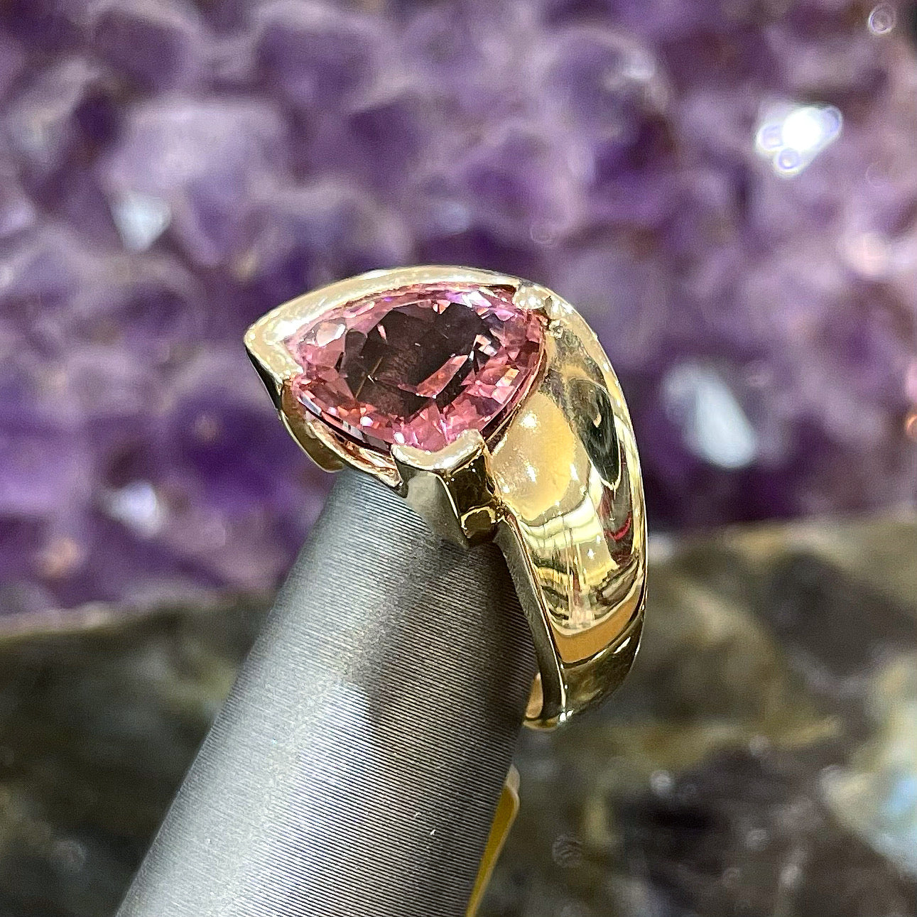 Unisex 5.67ct Pink Tourmaline Solitaire Ring | Burton's – Burton's