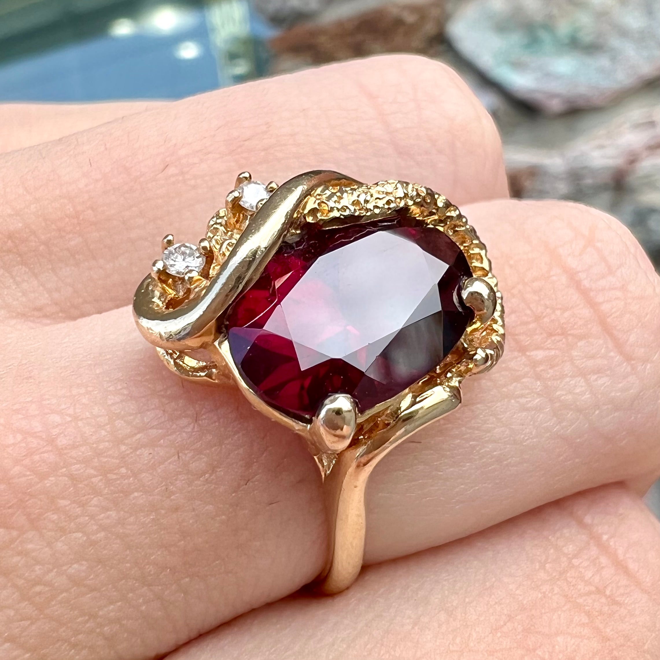 Rhodolite deals engagement ring