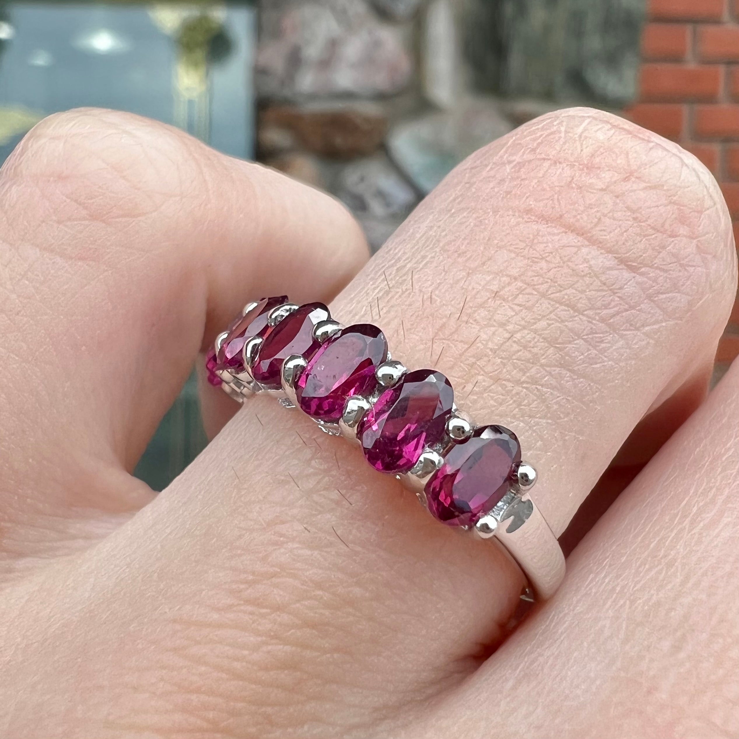 Silver shop rhodolite ring