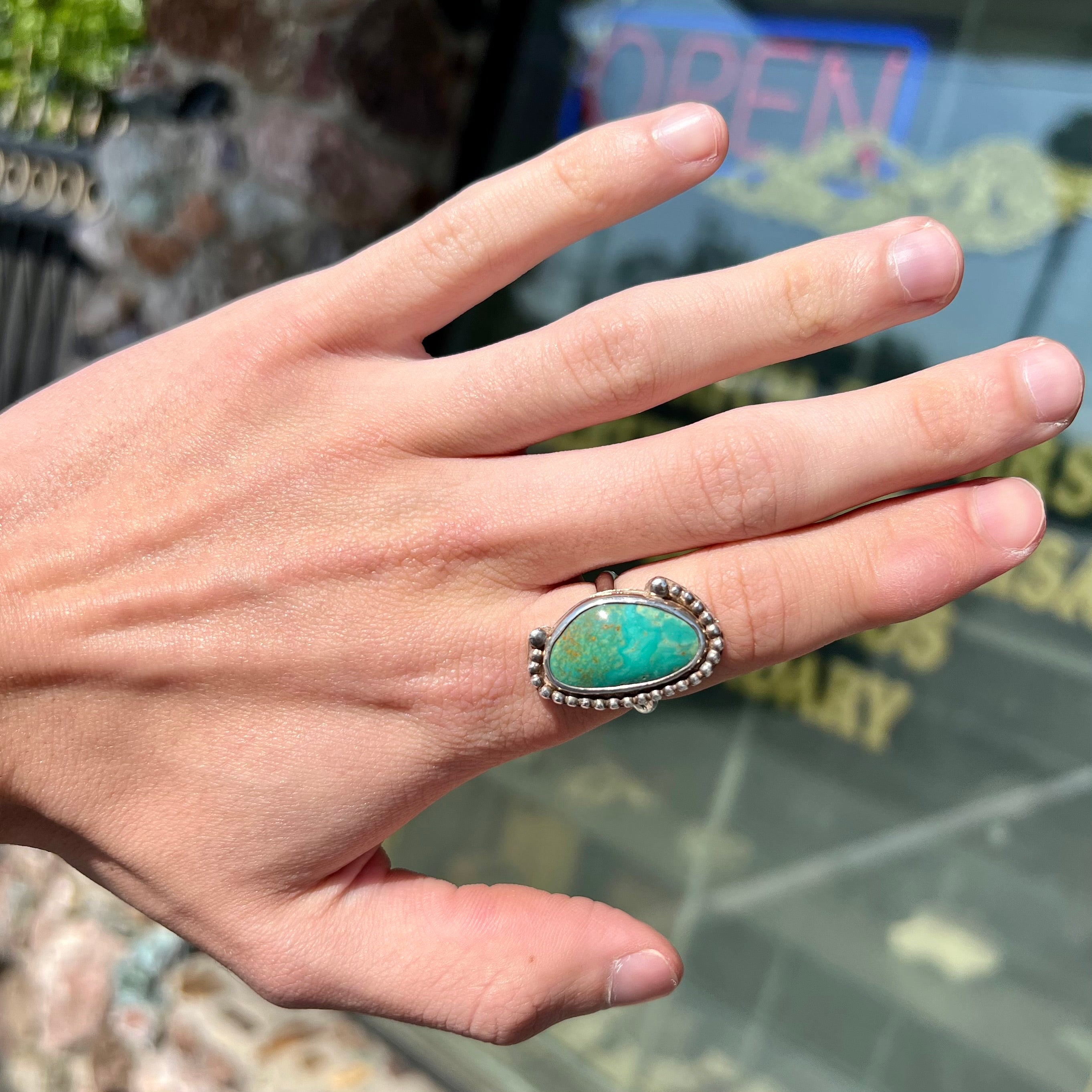 Royston turquoise Ring/ Native American style/ outlets Artisan Handmade/ Sterling silver/ southwestern style/ BohoChic/ size 5