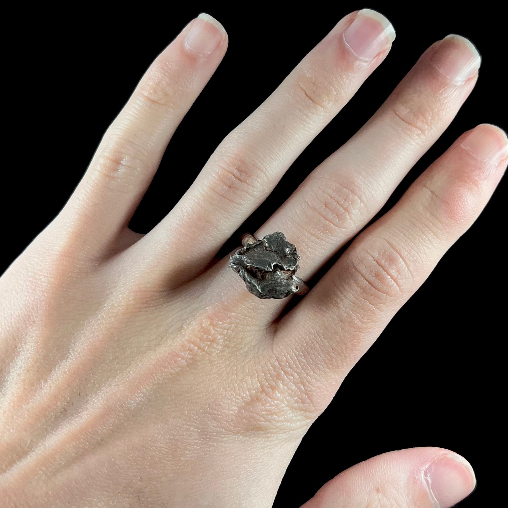 Size 9-1/4 Meteorite Ring - Campo del Cielo Argentina deals - Sterling Silver - 1-1/8