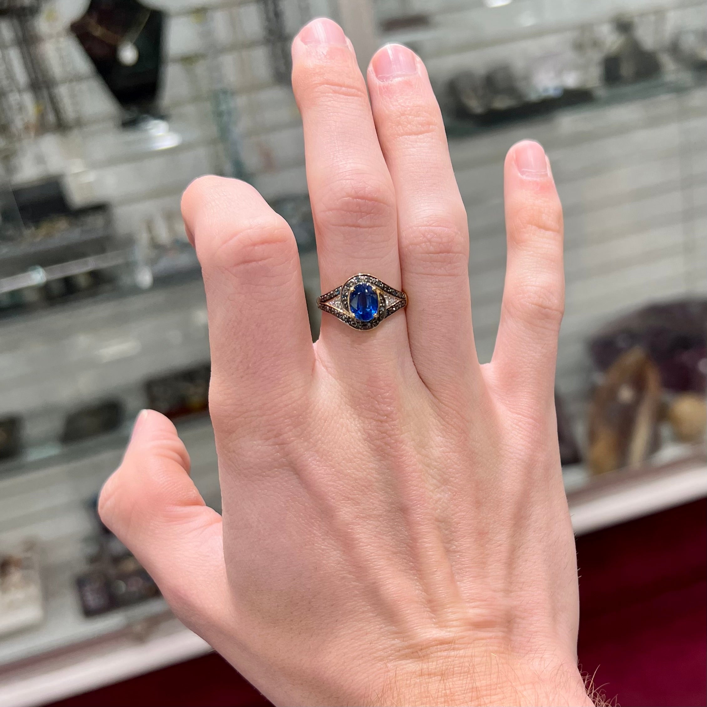 Blue diamond deals anniversary ring