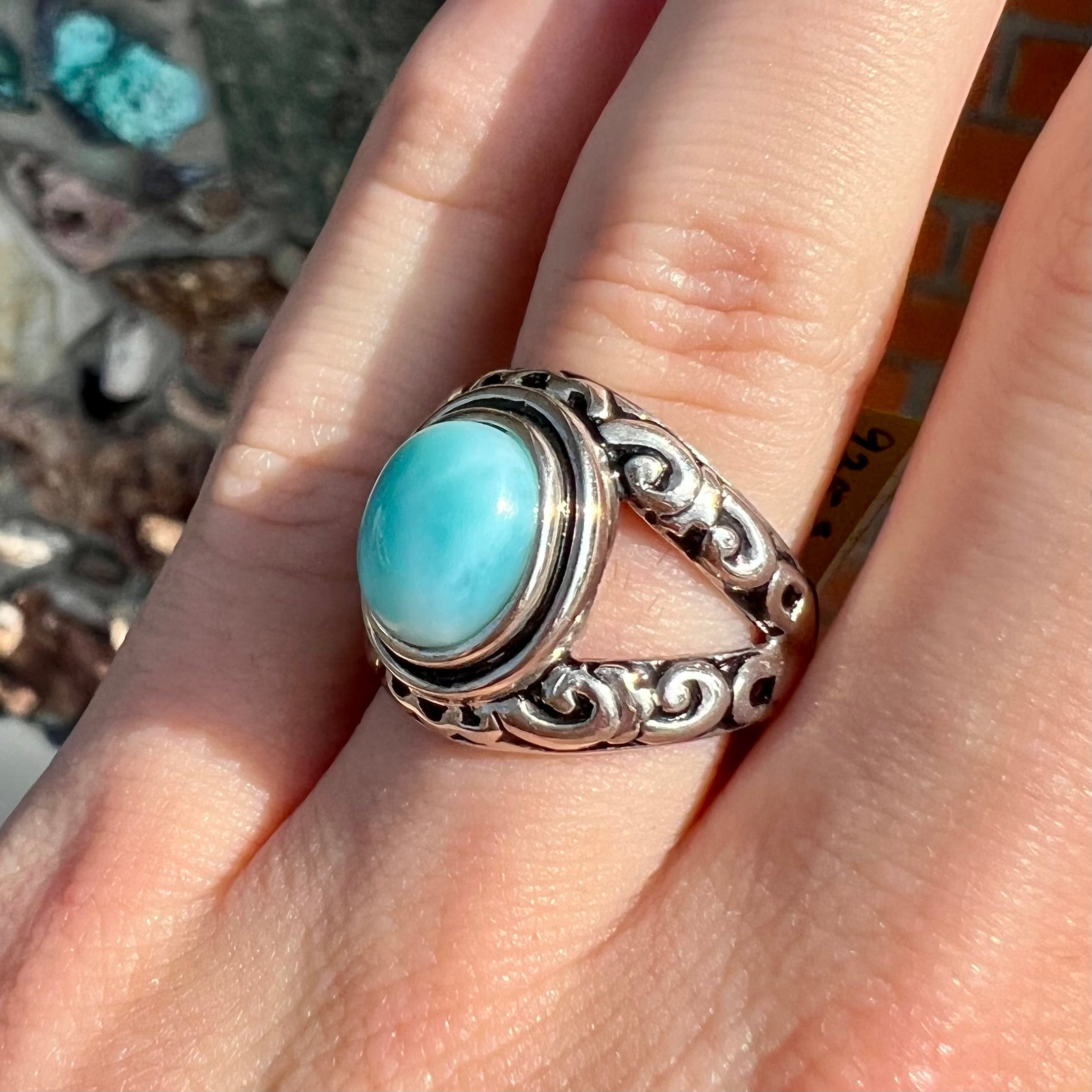 Blackened Larimar Ring | Sterling Silver – Burton's Gems and