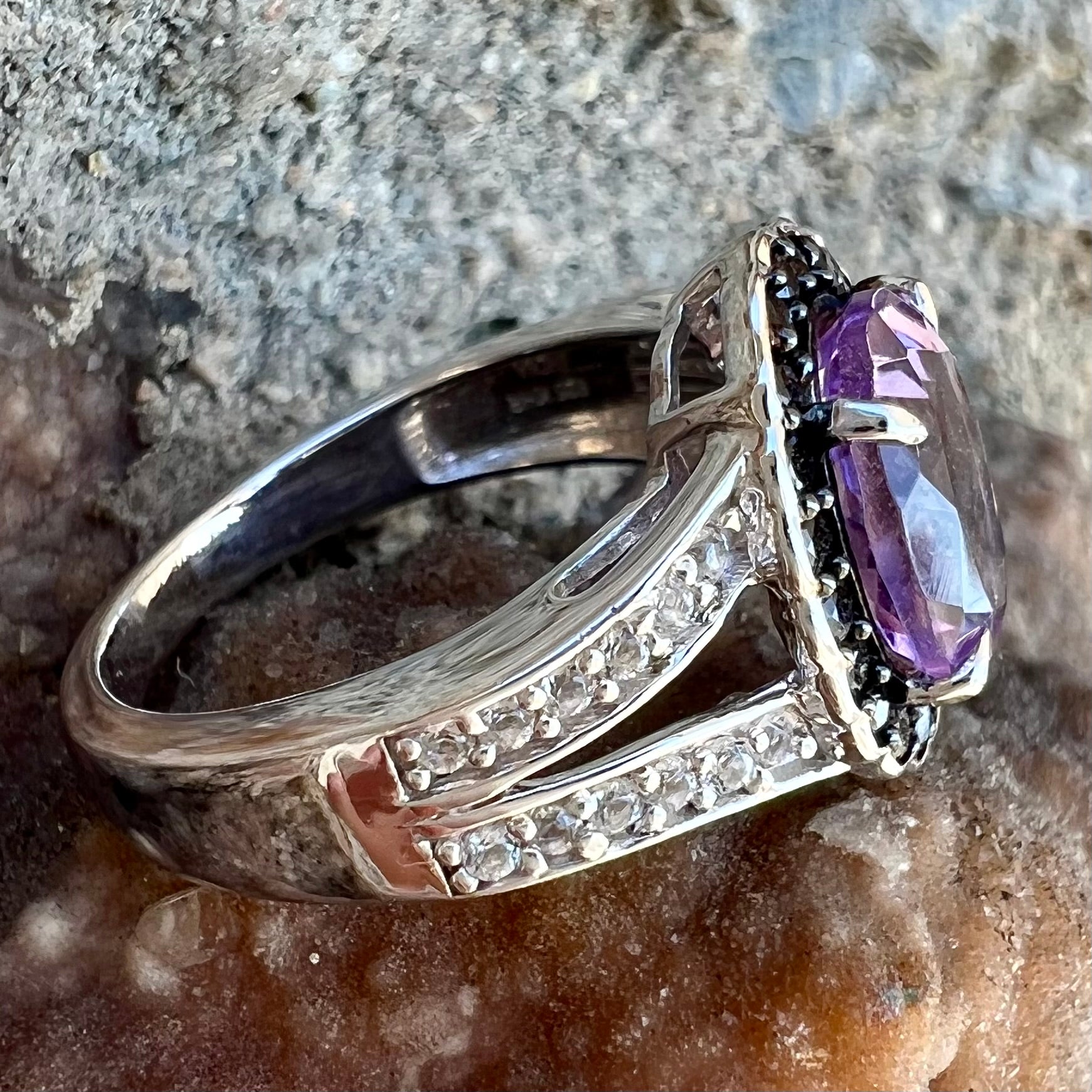 925 Sterling Silver Amethyst Ring - Ruby Lane