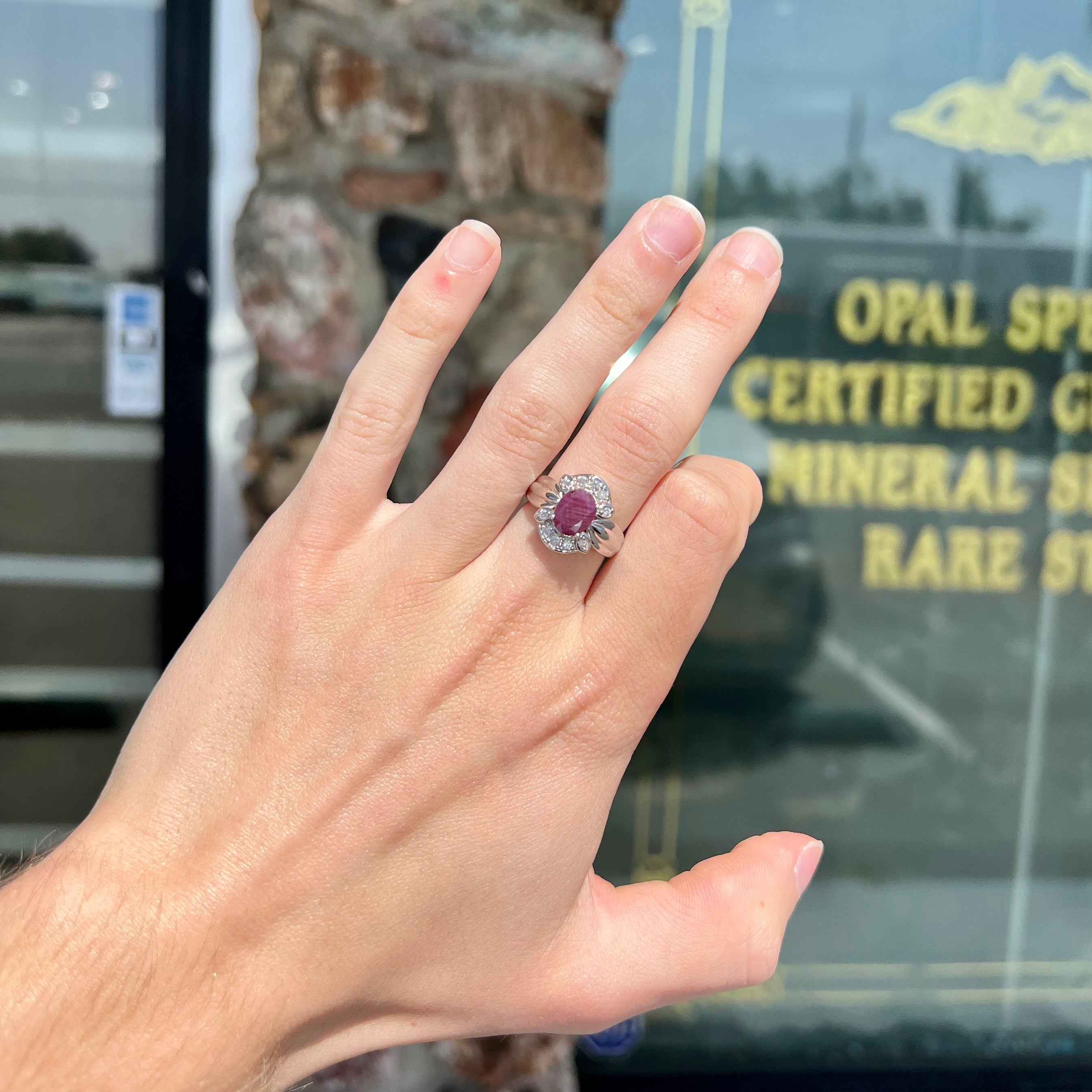 Natural Marbled Ruby & CZ Accent Ring | Burton's – Burton's Gems