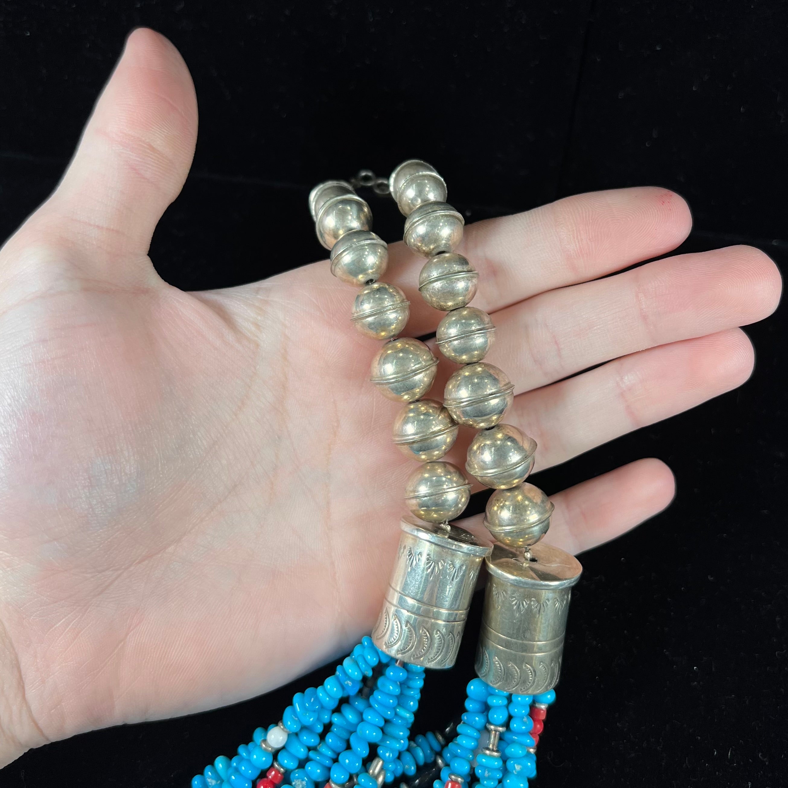 VinTage ROSE QUARTZ Beads STERLING SILVER Navajo Beads NECKLACE 18” | eBay