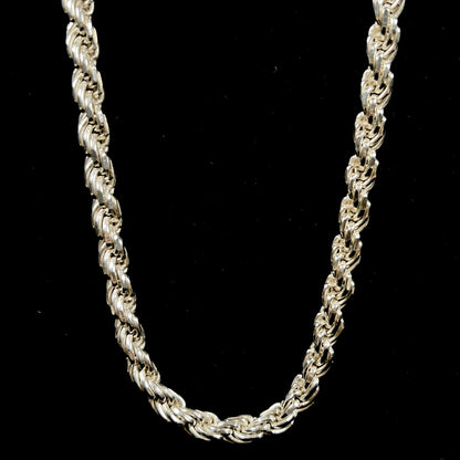 A men's 26 inch sterling silver rope chain.  The chain is stamped "925 ITALY."