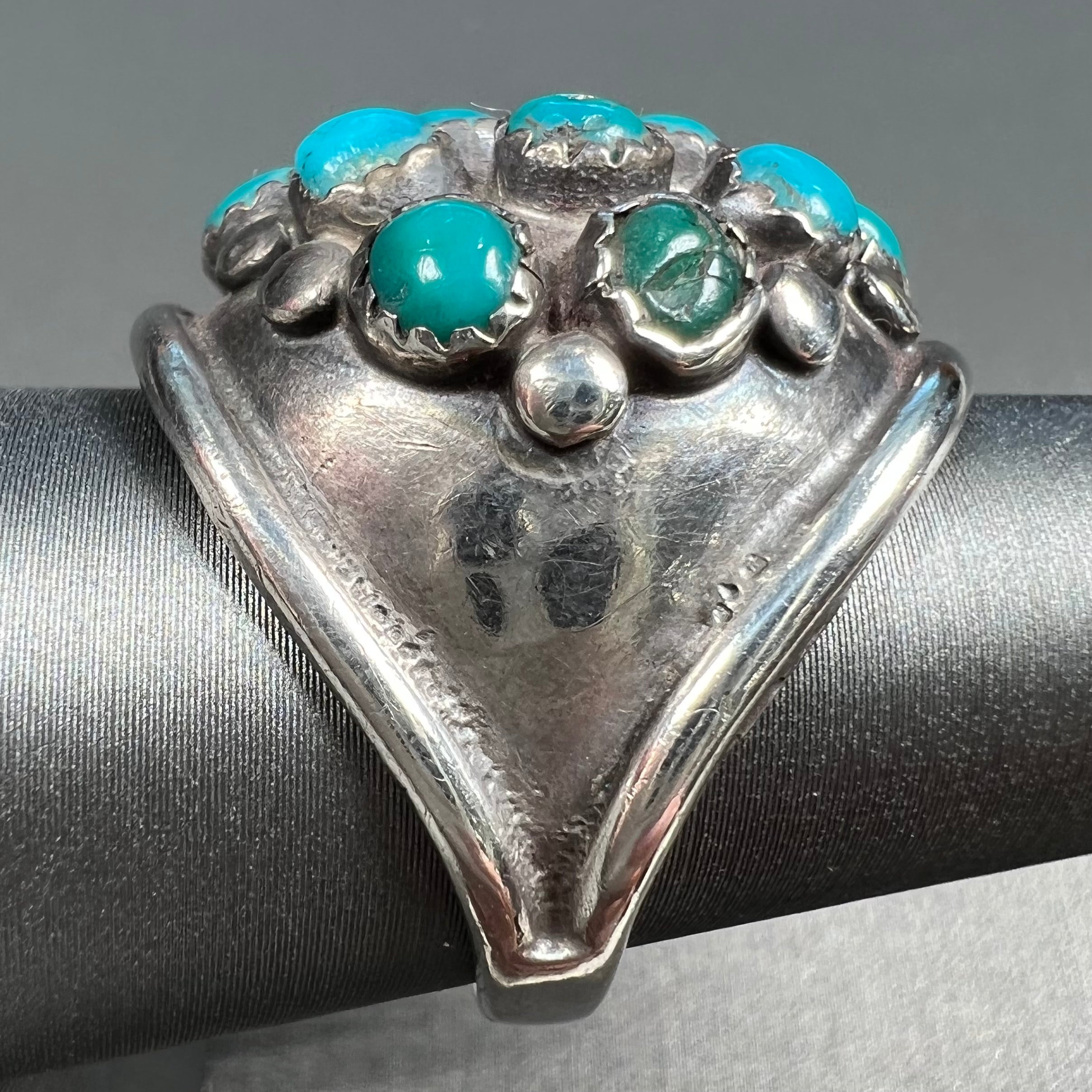 Vintage 1960’s deals Sterling Silver Turquoise & Apache Tear Ring