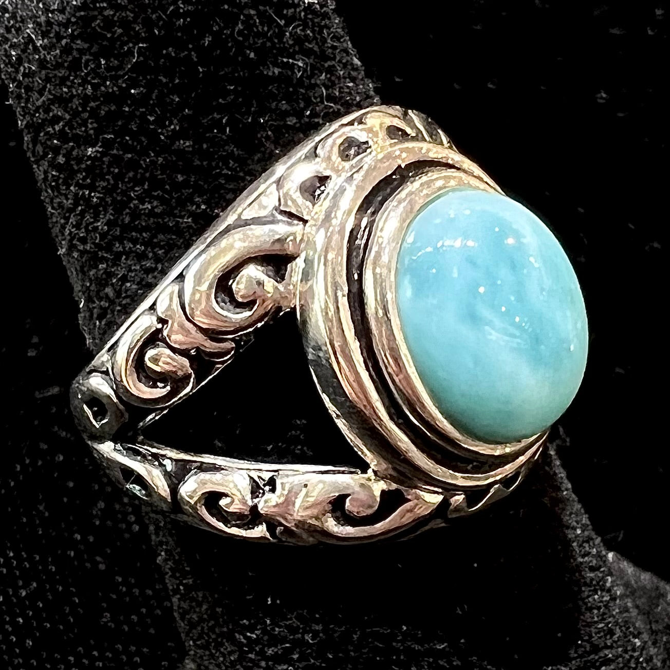 Blackened Larimar Ring | Sterling Silver – Burton's Gems and Opals