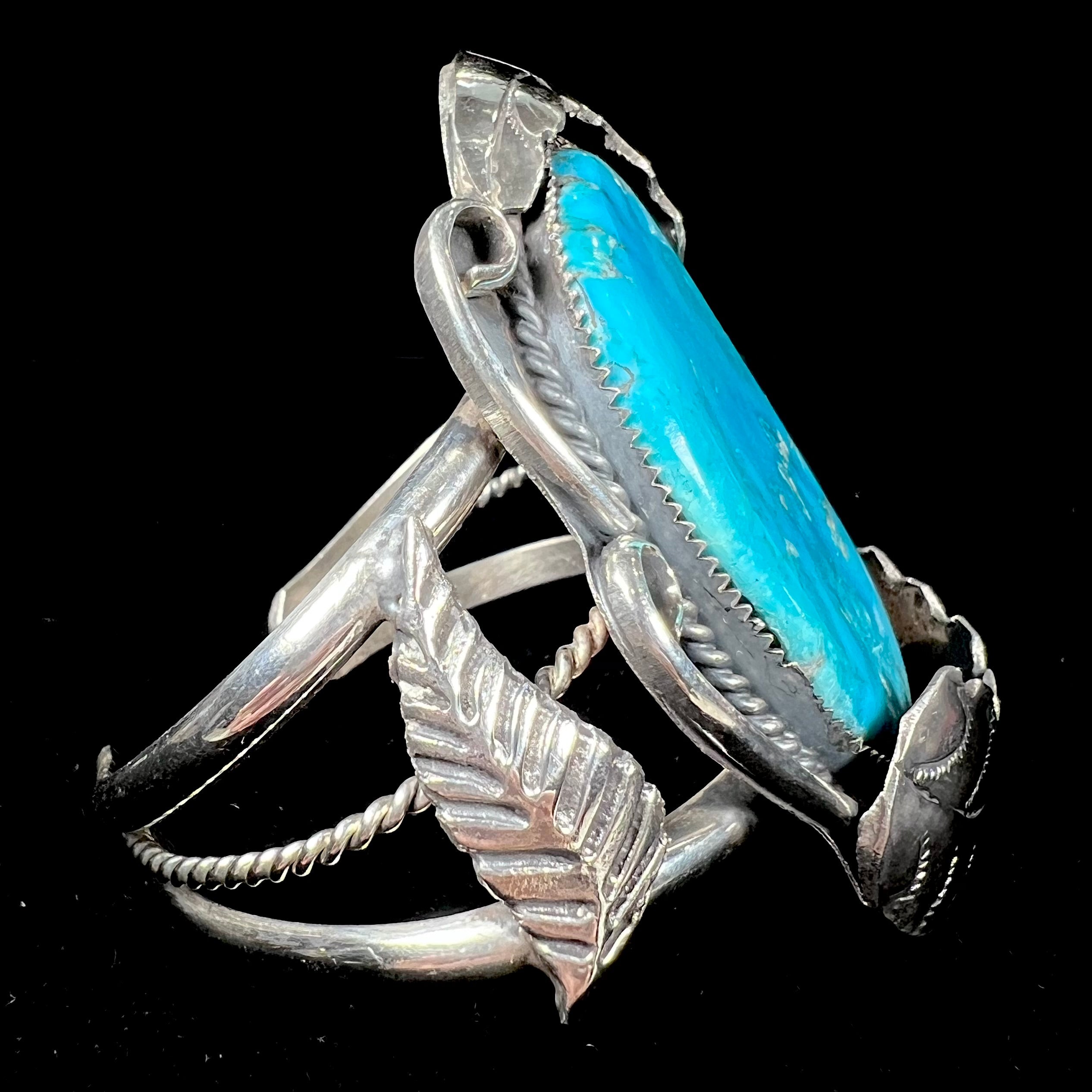 Sleeping Beauty Turquoise Cuff Bracelet | Sterling Silver | Vintage c.1970's