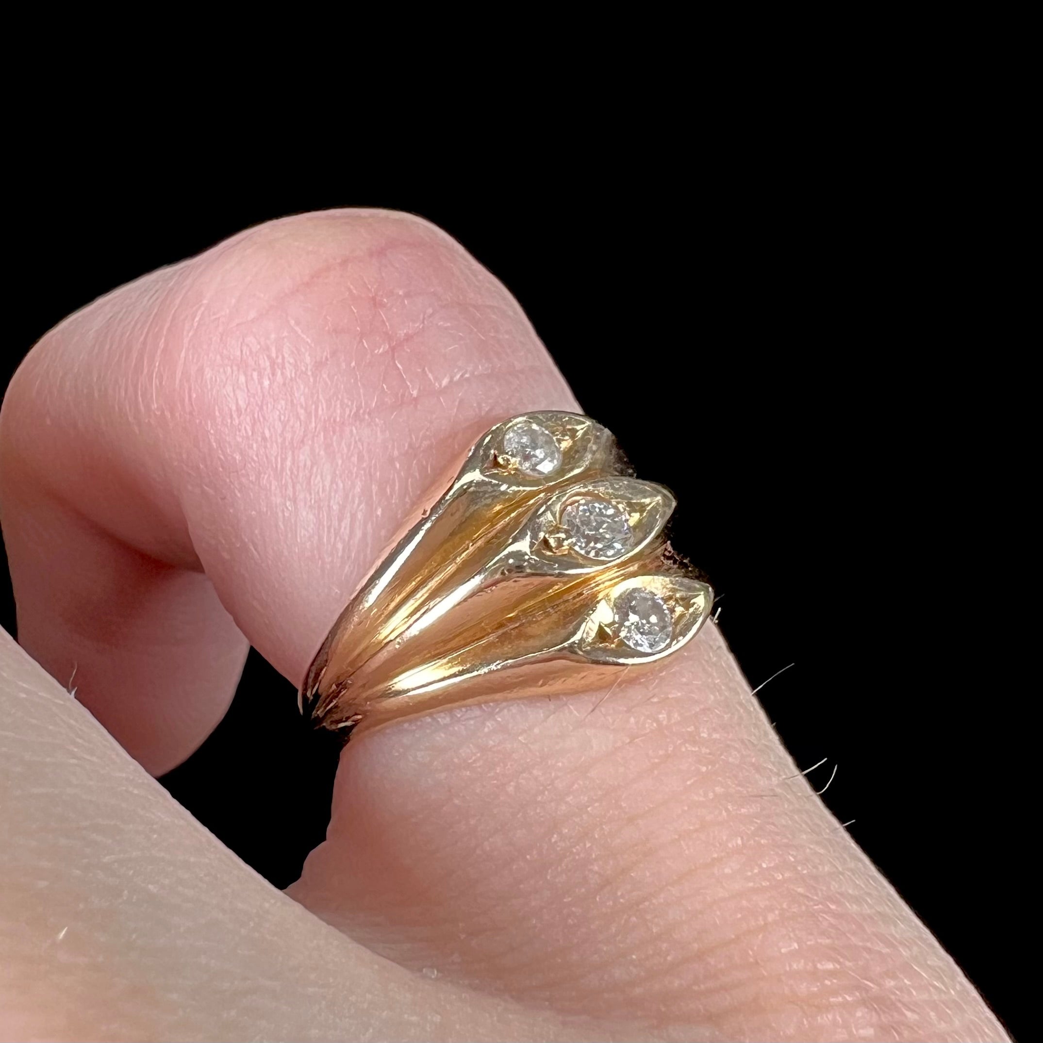 Vintage 3 Stone Diamond Pinkie Ring, c.1940's | Burton's