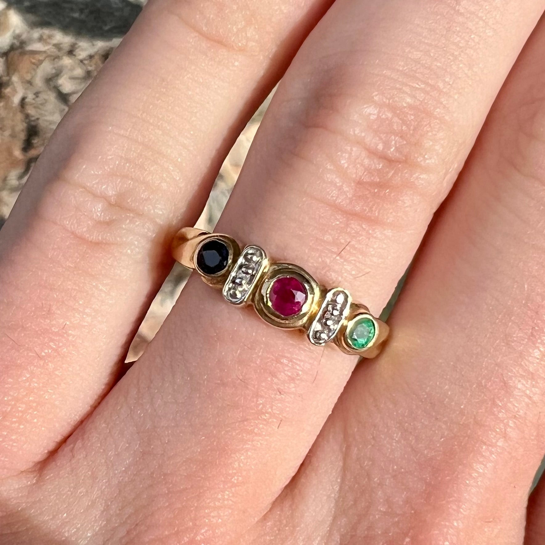 Three Gemstone Ring | 10kt