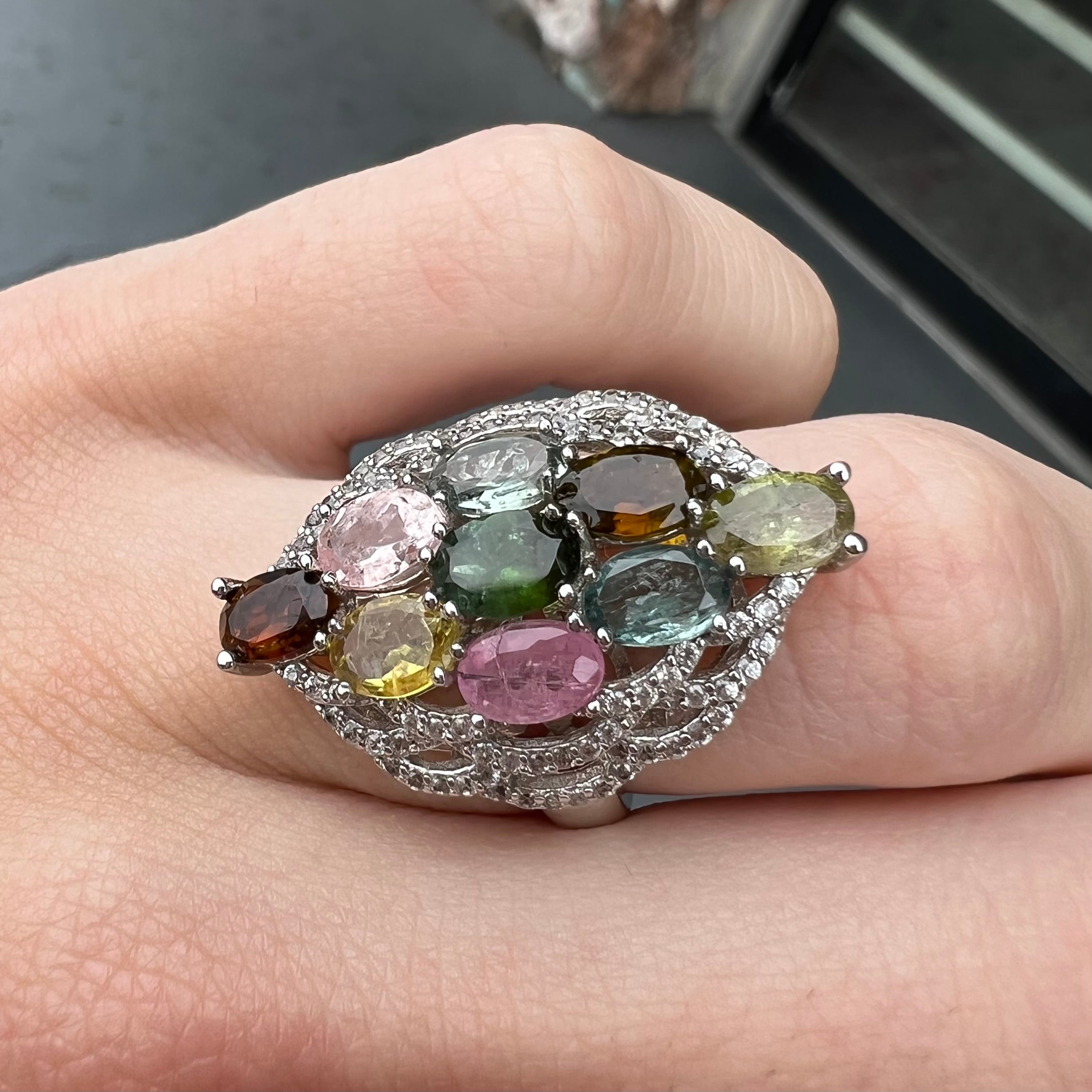 Rainbow deals tourmaline ring