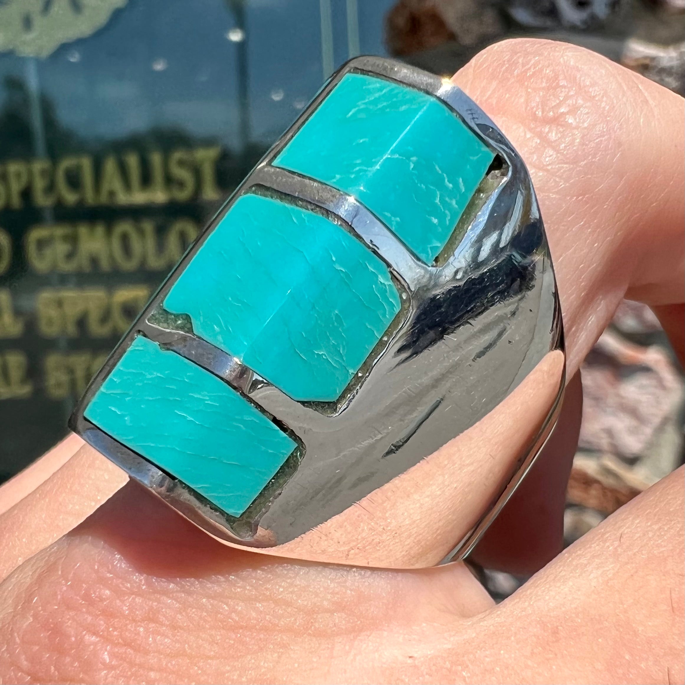 Vintage turquoise sale rings mens