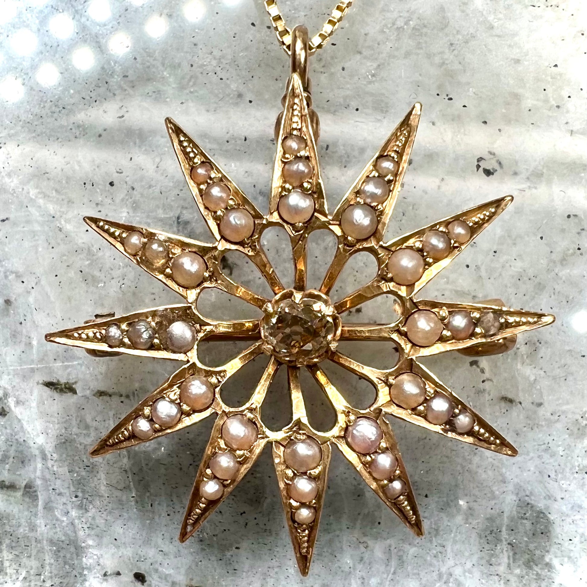 Estate Jewelry Star Burst Of Diamonds Pin