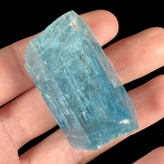 A six sided, natural blue aquamarine crystal from Vietnam.