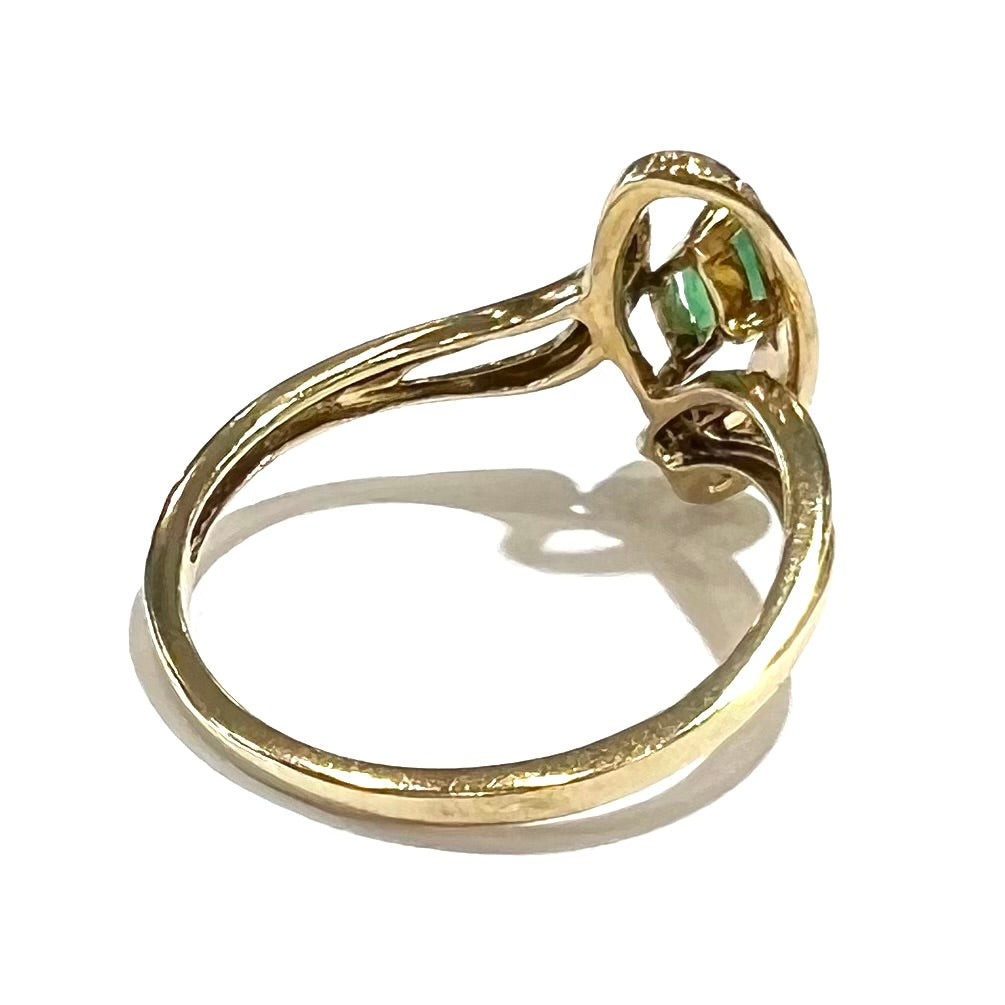 10kt good gold marquise emerald diamond ring