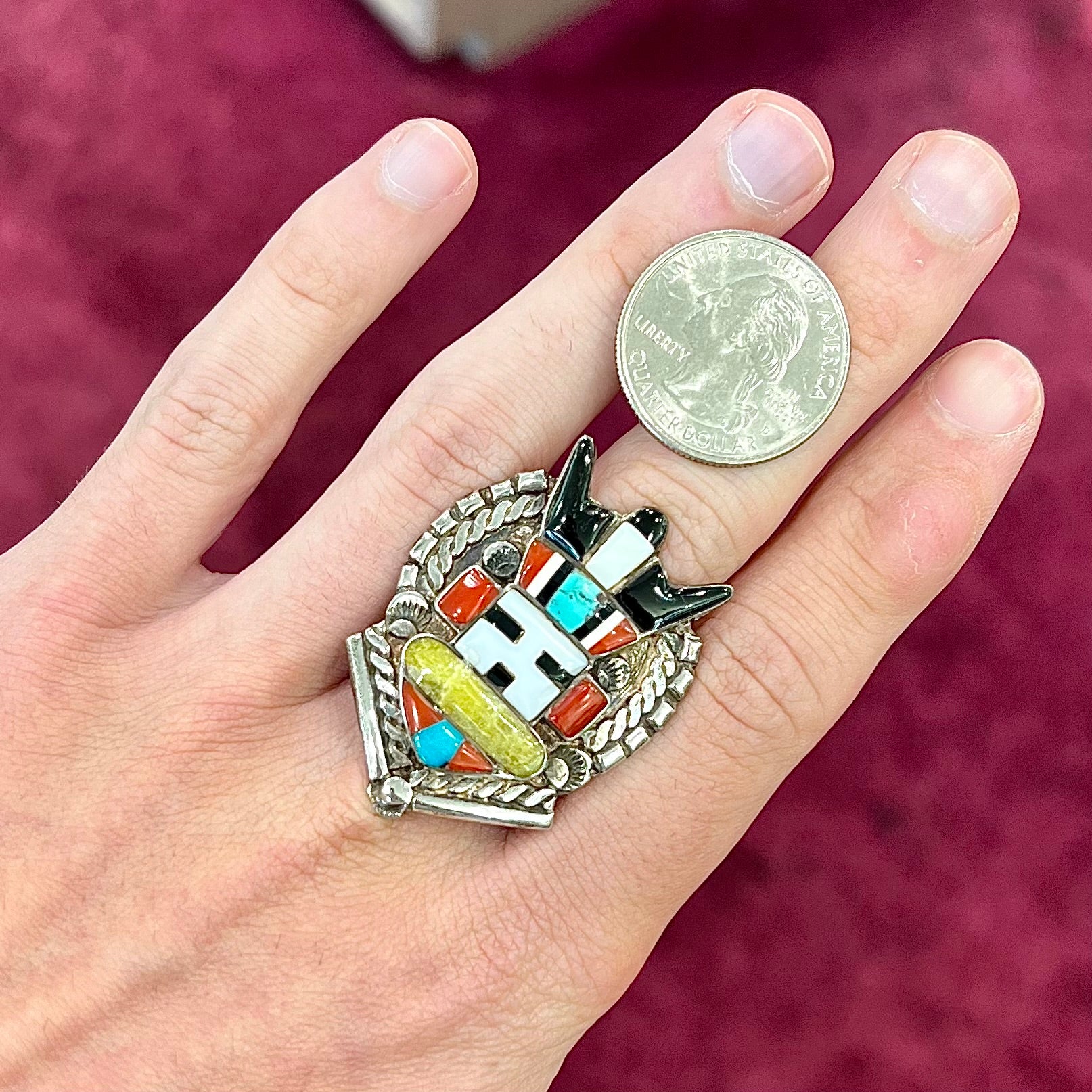 Zuni Horned Kachina Ring | Sterling Silver | Vintage c.1950's